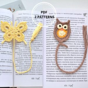 7.10 USDCrochet bookmark patterns for creating delicate owl and butterfly reading accessories with long tassels and lightweight lace-style details. This digital PDF set includes 2 crochet tutorials suitable for handmade gifts for book lovers, cozy reading accessories, teacher gifts, or quick beginner-friendly crochet projects. The whimsical animal and butterfly designs work well as decorative bookmarks for journals, planners, and everyday reading. Instant PDF download allows you to start crocheting right away using your preferred yarn and materials.All photos show real handmade bookmarks created from this pattern. This pattern is written by a human, not generated by AI.For crocheting the bookmark you need the following:Yarn: cotton 100% - 50 g/200 m , hook № 1.70-1.751.Butterfly Bookmark comes out 32 cm (12,6 inches) 2.Owl Bookmark comes out 28 cm (11 inches).The pattern includes a step-to-step description of every row in English and photos.Level – elementaryThe pattern is easy, but you should know some basic crochet skills:ch–chain stitchdc – double crochettr – treble crochet sc – single crochetsl st – slip stitchDigital File UploadPlease note: this is not a readymade toy. Materials not included.After purchasing this PDF pattern, you will be taken to the Downloads page where you can download all the digital files associated with your order.Permissible Use of the PatternPlease use this pattern for personal use only. Please do not copy, distribute or resell this pattern.