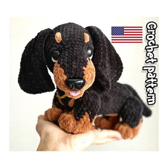 9.89 USDThis PDF crochet pattern consists of: -23 pages of detailed step-by-step instructions for making this toy; -over 46 colorful close-up photos; -12 links to videos with visual explanations (you just need to click on the text highlighted in blue and your browser will redirect you to the video)Here you can find more patterns in a similar style:https://www.etsy.com/shop/ThreadTutorial?ref=seller-platform-mcnav&section_id=39135406PATTERN AVAILABLE IN ENGLISH ONLY.PLEASE NOTE: THIS PURCHASE IS ONLY FOR A DIGITAL CROCHET PATTERN, NOT THE FINISHED TOY. MATERIALS NOT INCLUDED.! Instant digital download - ready to download once payment is confirmed.You will see the download link in details of your order.Final size of the toy with the recommended materials and tools 7.9*7.1in (20*18 cm).You can use your favorite materials and tools, but final size of the toy may differ.Please note that each master has his own style and density of crochet. The size of the finished toy may vary from the size indicated in the template.Crochet pattern in USA conditions.Skill level: intermediate.Pattern Crochet pattern does not contain crochet lessons. You must have toy crocheting skills.Recommended materials and tools:1.Yarn Dolphin Baby by Himalaya 100gr/120m, 80337 (brown) – a half of a skein 80311 (black) – 1 skein2.Some yarn Jeans by Yarn Art pink color to crochet the tongue3.Size 3.5 mm crochet hook (main), size 2.0mm crochet hook for the tongue4.Safety eyes d. 16 or 18 mm5.Safety nose size 26x21 mm6.Plastic toy joints or cotter pins for the legs 30 mm and for the head 40 mm7.Toy stuffing (any polyfill stuffing)8.Glue, stitch markers, a wide-eyed needle and strong thread to do sculpting and to sew the parts9.Polymer clay to make the paw pads (optionally)Pattern Notes:This pattern is my own original design. Copy, distribution, resale, sharing of this pattern or any its parts is STRICTLY FORBIDDEN! This pattern is for personal use only! Please respect my work.You may sell the finished product.This pattern does not contain crochet lessons.I don't accept returns, exchanges, or cancellations. But please contact me if you have any problems with your order