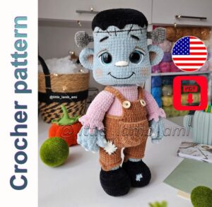 11.95 USDCrochet your own cute Frankenstein plush with this detailed amigurumi pattern - a soft, cuddly monster toy with big sparkling eyes, a sweet smile, and cozy overalls. The head is attached with a cotter pin joint for natural movement, while the body, arms, and legs are crocheted firmly to keep the toy durable and huggable. Perfect as a Halloween gift or handmade decor.All photos show real handmade toys created from this pattern. This crochet pattern is written by a human, not generated by AI.This PDF crochet pattern includes clear step-by-step instructions, helpful photos, and detailed material guidance to make your project easy and enjoyable. The finished toy stands about 14–15 inches (35-38 cm) tall when made with the recommended yarn.🧶 Yarn & texture:The toy is made with Himalaya Dolphin Fine plush yarn for an extra soft and velvety texture. Additional details use YarnArt Jeans for finer accents.📝 The PDF pattern includes:• Clear written instructions in US crochet terms• Step-by-step process photos• Abbreviations and stitch explanations• Material and color list with yarn codes• Helpful tips for stuffing, shaping, and assembly📌 Skill level: Intermediate - suitable for crocheters with basic amigurumi experience.⚠️ Please note: This is a digital PDF crochet pattern, not a finished toy. Materials are not included. Pattern available in English only.🧵 Materials and tools used:• Yarn: Himalaya Dolphin Fine (colors #80525 Sage, #80518 Brown, #80508 Black, #80526 Dust Rose, #80506 Milk)• YarnArt Jeans (colors #53 Black, #46 Grey)• Crochet hooks 3 mm (D/11) and 2 mm (B/14)• Safety eyes 20 mm, tapestry needle, scissors, stuffing (hollowfiber balls)• Cotter pin 3.2×32 mm with two 45 mm disks (for the head)• Dry pastels + soft brush for blush• Bookbinding cardboard (1.5 mm)• Hot glue gun and glue sticks✅ You may substitute yarn or tools with similar ones - the final size and texture may vary slightly.