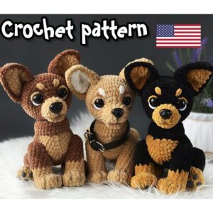 9.50 USDThis crochet Chihuahua pattern is a detailed PDF tutorial that shows you how to make a realistic plush dog toy. With this pattern, you can create an adorable small Chihuahua with expressive eyes, oversized ears, and a sturdy, well-balanced body. The finished dog makes a charming handmade gift, nursery decor piece, or a sweet addition to any amigurumi collection.All photos show real handmade toys created from this pattern. This crochet pattern is written by a human, not generated by AI.This PDF crochet pattern consists of: -35 pages of detailed step-by-step instructions for making this toy; -over 45 colorful close-up photos; -13 links to videos with visual explanations (you just need to click on the text highlighted in blue and your browser will redirect you to the video)Here you can find more patterns in a similar style:https://www.etsy.com/shop/ThreadTutorial?ref=seller-platform-mcnav§ion_id=39135406! Instant digital download - ready to download once payment is confirmed.You will see the download link in details of your order.Final size of the toy with the recommended materials and tools – 7.9*7.1 in (20*18 cm)You can use your favorite materials and tools, but final size of the toy may differ.Please note that each master has his own style and density of crochet. The size of the finished toy may vary from the size indicated in the template.Crochet pattern in USA conditions.Skill level: intermediate.Pattern Crochet pattern does not contain crochet lessons. You must have toy crocheting skills.Please note: this is not a readymade toy. Materials not included.Recommended materials and tools:1.Yarn Himalaya Dolphin Baby or analogue 100g/120m-1 skein of the basic color and a little bit of the additional color. 2.Yarn YarnArt Jeans – a little bit of pink color for the tongue.3.3.25 mm crochet hook (basic) and 2 mm for the tongue.4.Safety eyes d=18 mm (black). 5.Safety nose 19*16 mm.6.Cotter pins or joints for the paws d. 30 mm and d.40 mm for the head.7.Stuffing material (fiberfill).8.Stitch markers, tapestry needle, and firm thread for sculpting and sewing the parts.9.Glue and polymer clay for paw pads (optionally).Pattern Notes:This pattern is my own original design. Copy, distribution, resale, sharing of this pattern or any its parts is STRICTLY FORBIDDEN! This pattern is for personal use only! Please respect my work.You may sell the finished product.This pattern does not contain crochet lessons.I don't accept returns, exchanges, or cancellations. But please contact me if you have any problems with your order