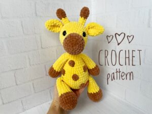 5.00 USDThis is a digital PDF with instructions on how to crochet your own giraffe! Plush giraffe, made with your own hands, will be a great gift. This is a crochet pattern to help you make your own amigurumi Giraffe. You can crochet this giraffe for someone special as a gift for baby shower or birthday gift. Or you can make the giraffe for your child.Your crochet giraffe will make a wonderful gift for all ages, especially small children.All photos show real handmade toys created from this pattern. This pattern is written by a human, not generated by AI.This listing is an original pattern (written in English using American terminology) to crochet.This tutorial contains a detailed crochet drawing of the amigurumi Giraffe.When using similar materials, the toy will be about 32 cm (12.5 inches).You can crochet a toy from any yarn, but you will have to choose the size of the hook and eyes yourself.____________________________The pattern does not contain a basic crochet course-you should already have basic knowledge!_______________________________________This crochet pattern is easy to follow with step-by-step instructions, photos illustrating the process).It does not contain crochet lessons. You should have basic crochet skills to be able to crochet with the help of this crochet pattern.*****************************************This crochet pattern is available for Instant Download. When your payment is completed you will receive an email with all the information needed to download your file. This email will be sent to the email address connected with your Etsy Account. If you have any problem, please contact me.*********************************You will need Adobe Reader to open this Pattern.**********************************Recommended materials and toolsSuper Bulky/Super Chunky velvet yarn HIMALAYA DOLPHIN BABY of yellow (one skein), brown (half a skein).Sport weight/4ply yarn YarnArt JEANS or Alize Cotton Gold ofblack color 30 cm thread for face decoration, yellow thread to sew the head to the body.Sewing needleHook size 3 & 3.5 mm by CloverSafety eyes 14 mmStuffing toys material Abbreviations:ch – chainsc – single crochetinc – increasedec – decreasesl st – slip stitch(….) * n – repeat instruction in brackets N times (…) – number of loops in a row