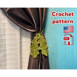 2.00 USDCrochet pattern for a textured leaf curtain tieback that adds a handmade botanical accent to your window decor. This PDF pattern will guide you through creating a practical curtain holder with dimensional leaves and a soft loop that wraps around the curtain. Perfect for fall and Thanksgiving decor, farmhouse or cottage-style interiors, and cozy nature-inspired home decor.This crochet pattern is 100% human-made and was not generated by AI.All photos show real handmade items created using this pattern.ATTENTION: This is a PDF crochet pattern! Note:— Crochet: in spiral continuous rounds or in rows— Leaves size approx. 6.1 inches, if they are crocheted with specified yarn— Each leaves can be crocheted with any colors and/or yarn thickness - you can choose how large (or colorful) you want your leaves to be! Abbreviations:ch – chainsc – single crochetsl st – slip stitchdc – double crochet hdc – half double crochet stitchdcinc – double crochet increase (2dc in one stitch)tr – treble crochetRecommended materials and toolsSuper Bulky/Super Chunky/14ply chenille yarn HIMALAYA DOLPHIN BABY (100g/120m) – of green (No. 361) colorHook size 3.5 mm by CloverSewing needle