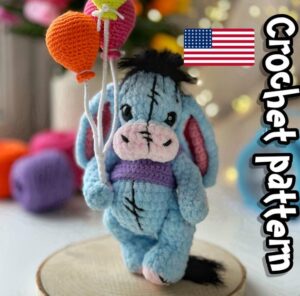7.00 USDThis PDF crochet pattern consists of: -29 pages of detailed step-by-step instructions for making this toy; -over 40 colorful close-up photos; -12 links to videos with visual explanations (you just need to click on the text highlighted in blue and your browser will redirect you to the video)Here you can find more patterns in a similar style:https://www.etsy.com/shop/ThreadTutorial?ref=seller-platform-mcnav&section_id=39135406PLEASE NOTE: THIS PURCHASE IS ONLY FOR A DIGITAL CROCHET PATTERN, NOT THE FINISHED ANIMALPATTERN AVAILABLE IN AMERICAN ENGLISH ONLY.! Instant digital download - ready to download once payment is confirmed.You will see the download link in details of your order.Final size of the toy with the recommended materials and tools – 7.88in (20 cm)You can use your favorite materials and tools, but final size of the toy may differPlease note that each master has his own style and density of crochet. The size of the finished toy may vary from the size indicated in the template.Crochet pattern in USA conditions.Skill level: intermediate.Pattern Crochet pattern does not contain crochet lessons. You must have toy crocheting skills.Recommended materials and tools:1.Plush yarn Himalaya Dolphin Baby 100g/120m – 0,5 skeins of the basic color and a little bit of the additional color.2.DK weight yarn YarnArt Jeans – a little bit for the ears, balloons, and blouse.3.Yarn Lanosso Single – for the mane and tail tip.4.3.25 mm crochet hook (basic) and 2 mm for the ears, blouse, and balloons.5.Safety eyes D=14 mm.6.Cotter pins and disks d.25 for the head. 7.Stuffing material (fiberfill/polyester).8.Scissors, stitch markers, tapestry needle, and firm thread for sculpting and sewing the parts. 9.2 small buttons, glue, and a little bit of thin wire for the balloons. Pattern Notes:This pattern is my own original design. Copy, distribution, resale, sharing of this pattern or any its parts is STRICTLY FORBIDDEN! This pattern is for personal use only! Please respect my work.You may sell the finished product.This pattern does not contain crochet lessons.I don't accept returns, exchanges, or cancellations. But please contact me if you have any problems with your order