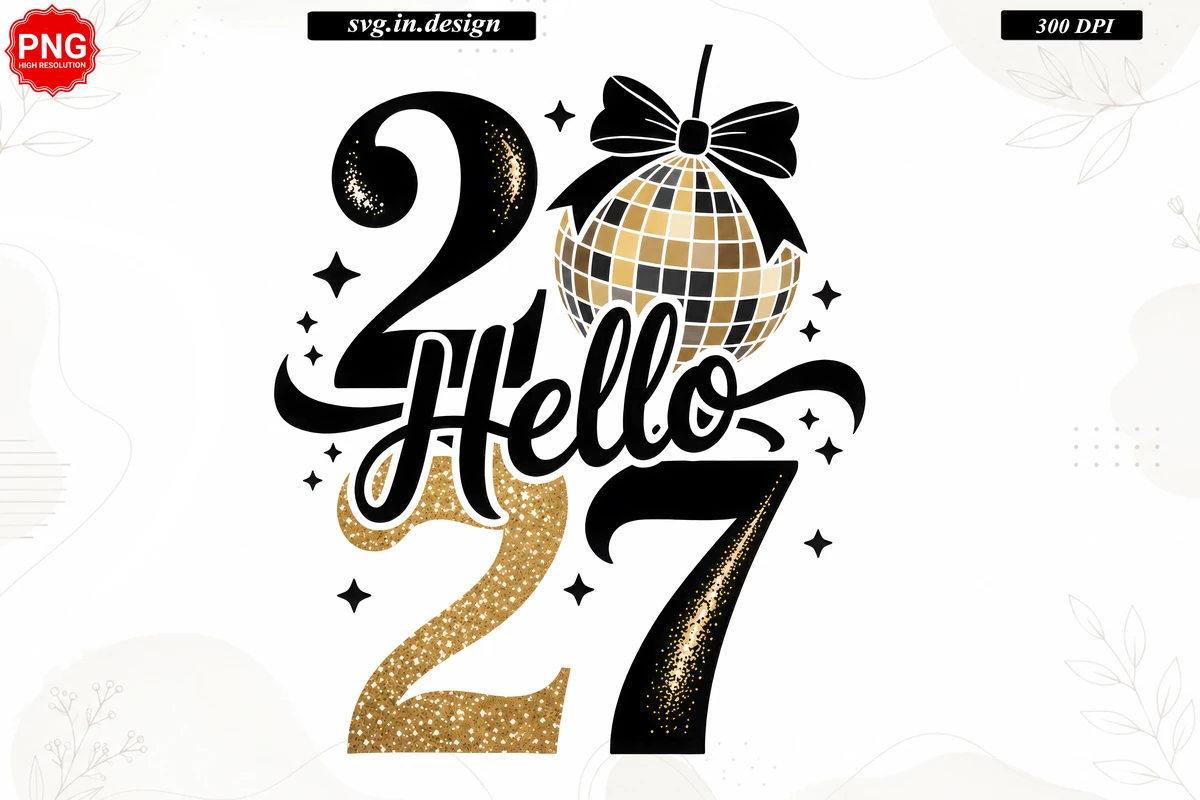 New Year 2027 PNG, Trendy New Years PNG digital design preview