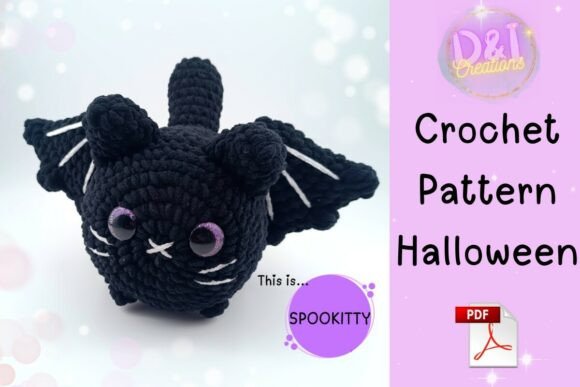 Halloween bat-wing cat crochet pattern preview