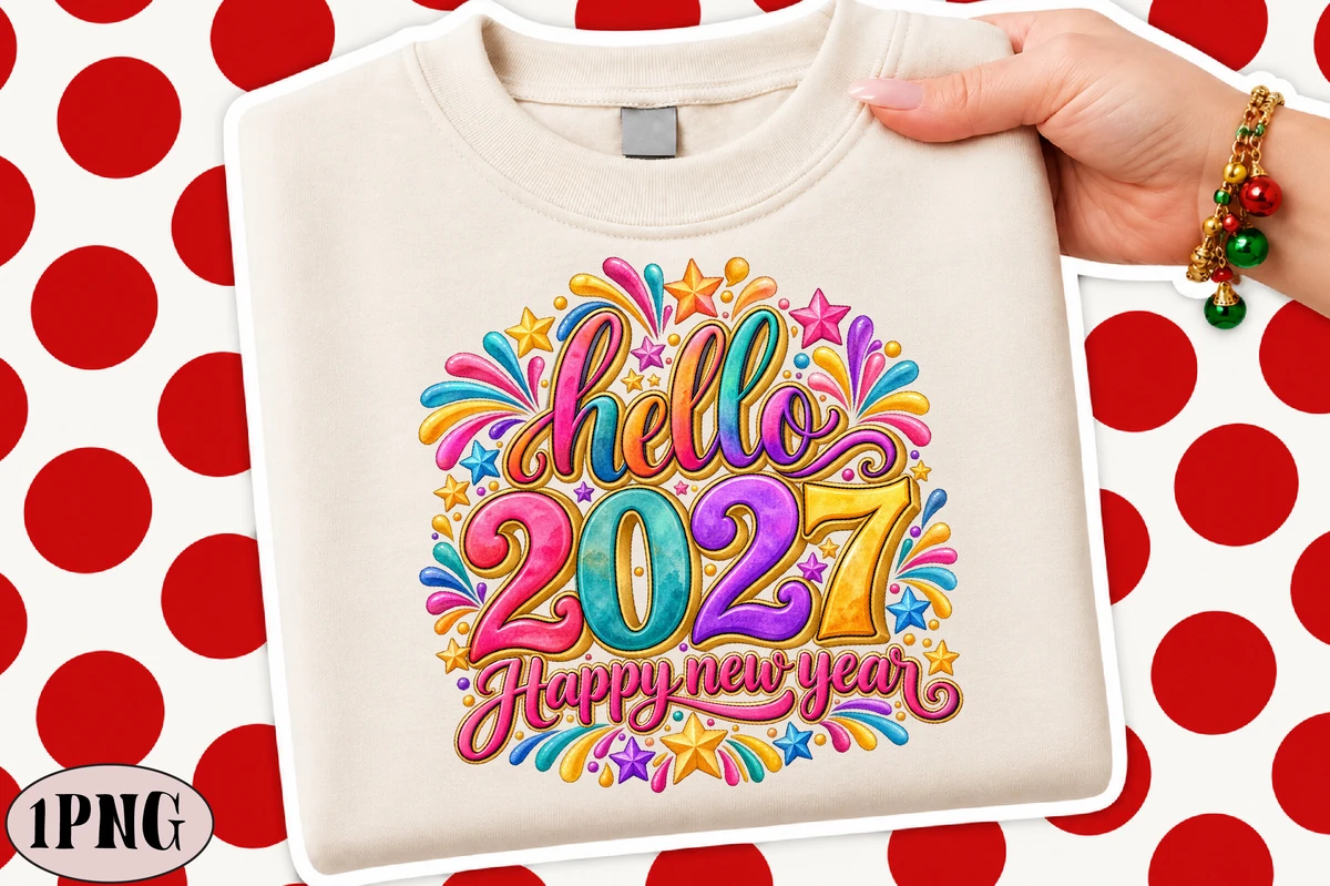 Hello 2027, Happy New Year PNG digital design preview