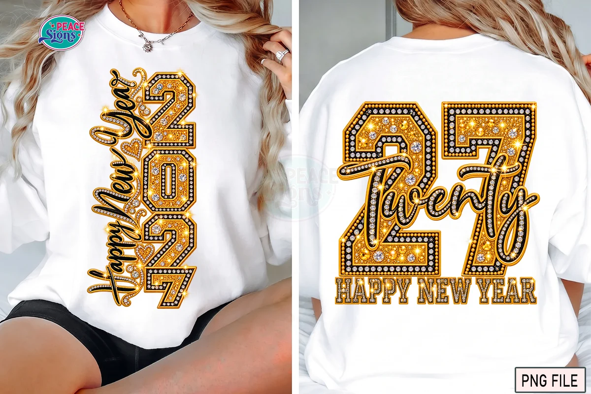 New Year 2027 Front Back Matching PNG digital design preview