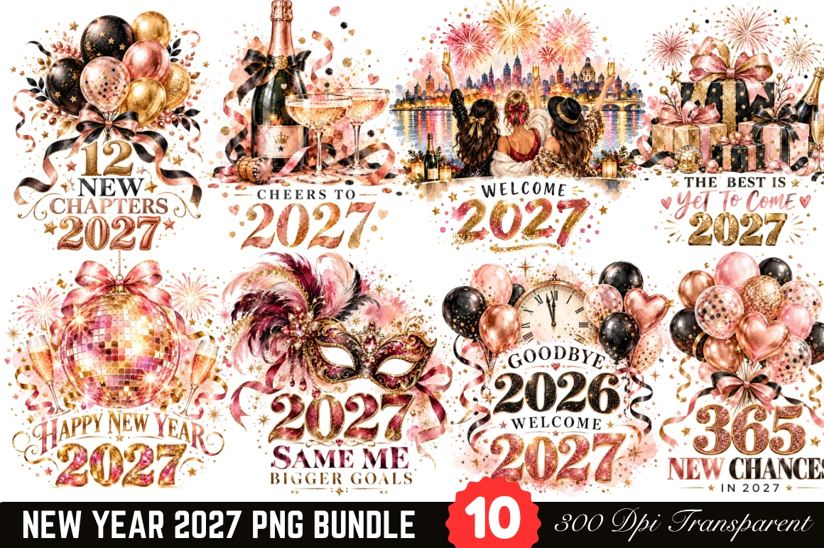 Happy New Year 2027 Sublimation Bundle digital design preview