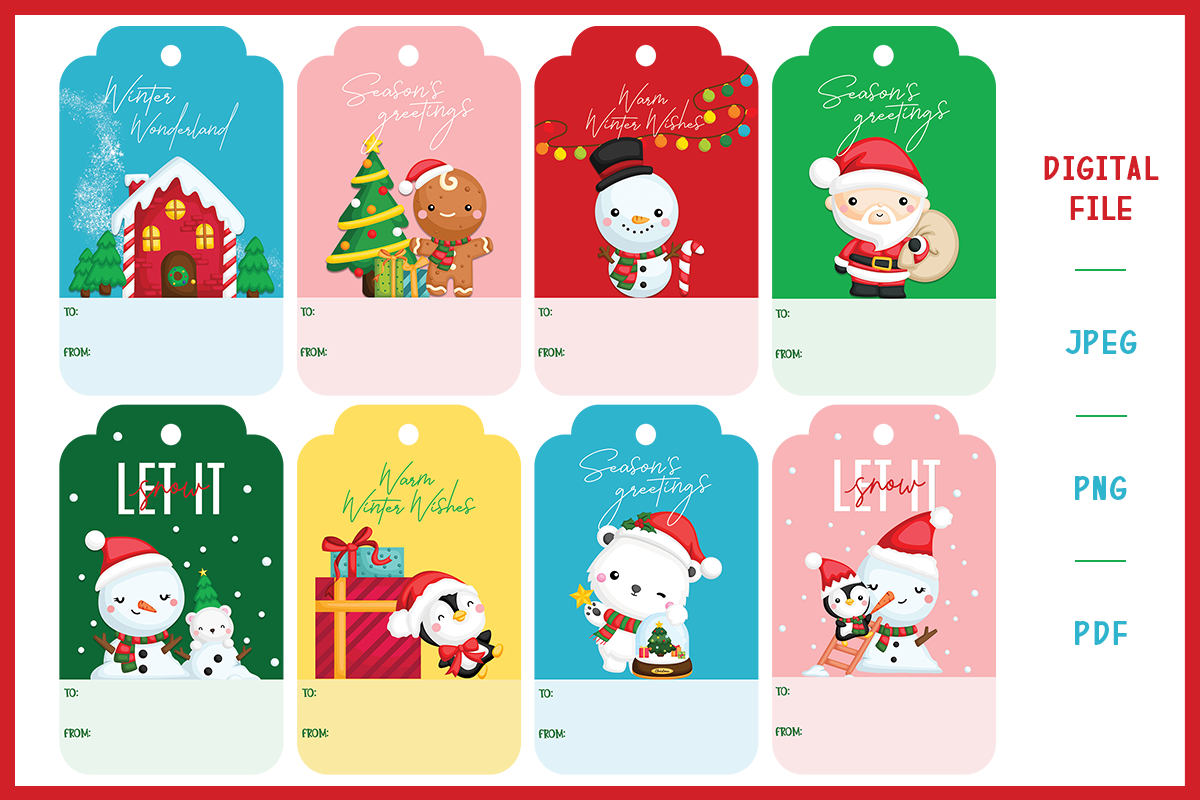 Eight Classic Printable Tags for a Simple Wrapping Evening — official Creative Fabrica product preview