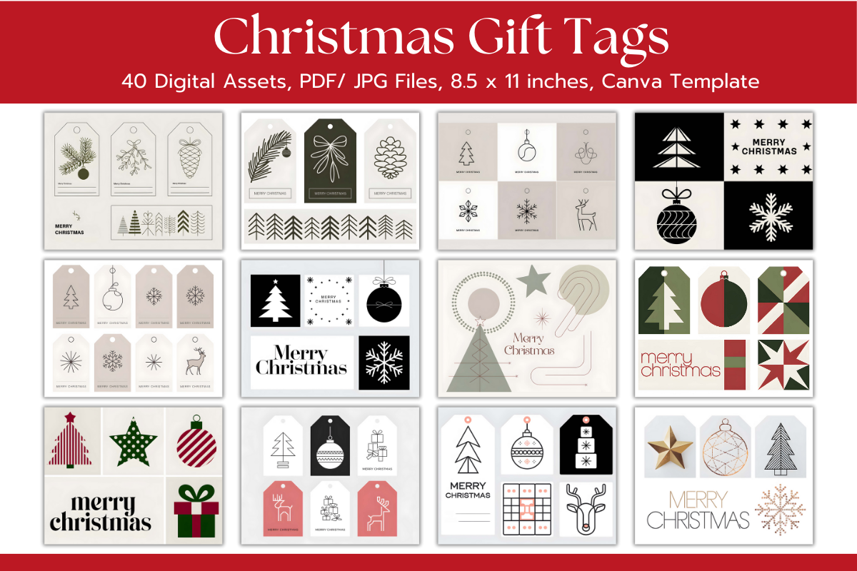 40 Printable Christmas Gift Tags for a Whole Stack of Presents — official Creative Fabrica product preview