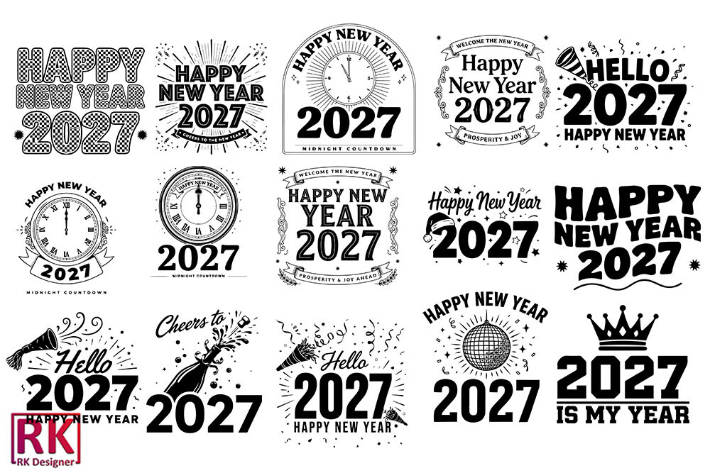 Happy New Year 2027 SVG bundle