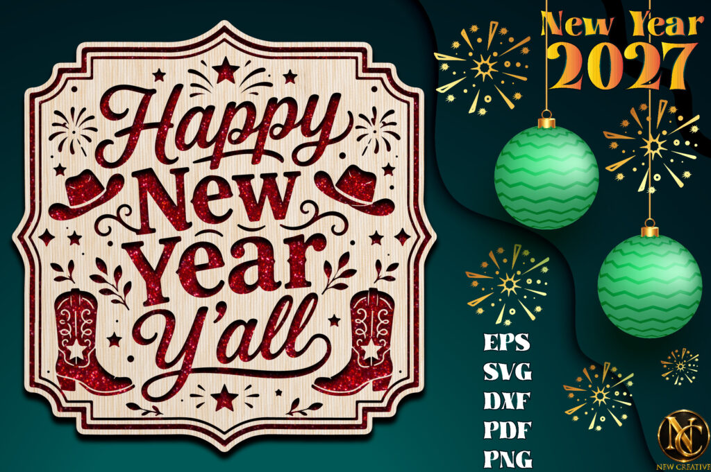 Happy New Year Y’all western 2027 SVG