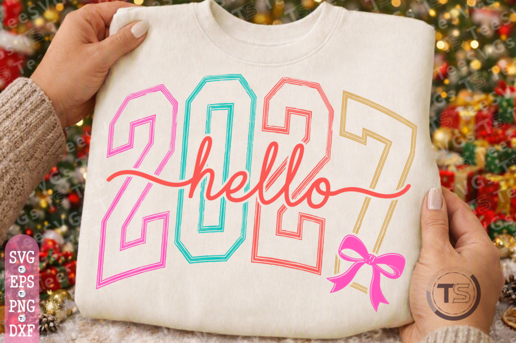Hello 2027 colorful New Year SVG