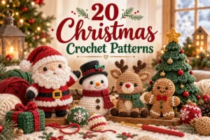 20 Christmas crochet patterns with Santa, snowman, reindeer and ornaments