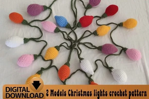 Crochet Christmas Light Bulb Garland