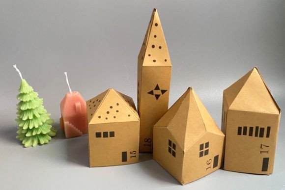 Advent Calendar Houses - handmade Advent calendar design preview
