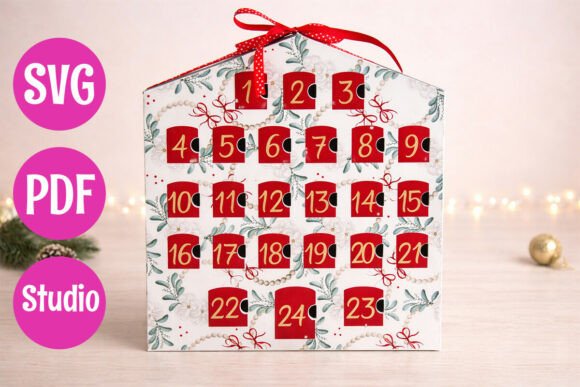 Advent Calendar House (Opening Windows) - handmade Advent calendar design preview