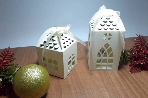 SVG Set Paper House Christmas Village - handmade Advent calendar design preview