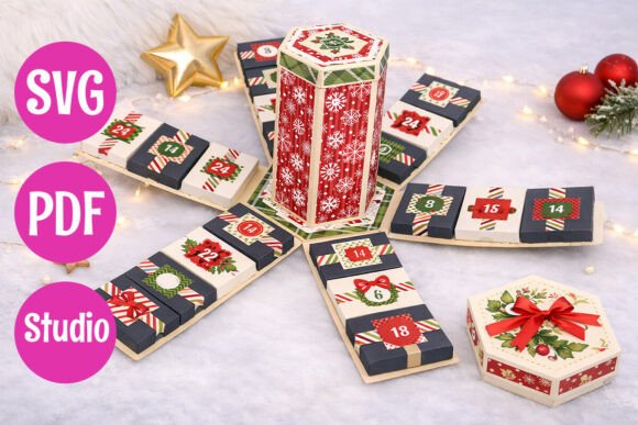 Advent Calendar Explosion Box - handmade Advent calendar design preview