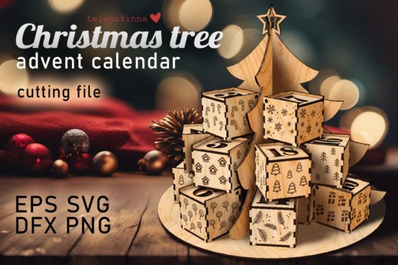 Christmas Tree Advent Calendar SVG - handmade Advent calendar design preview