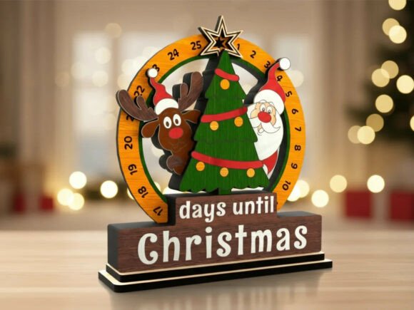 Christmas Countdown Calendar Laser Cut - handmade Advent calendar design preview