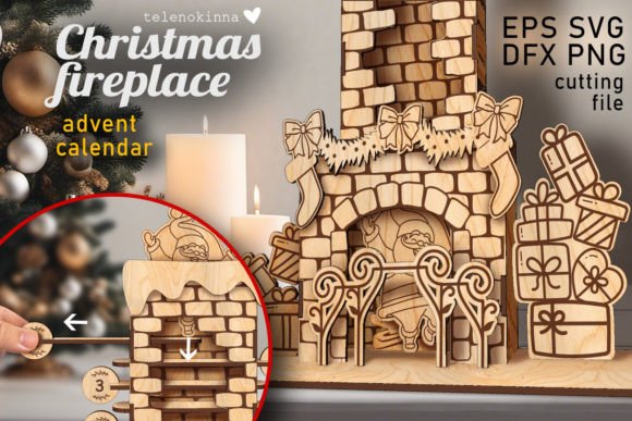 Christmas Fireplace SVG | Advent Calendar - handmade Advent calendar design preview