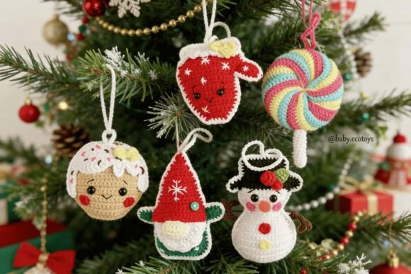 Gingerbread, Mitten and Christmas Ornament Set