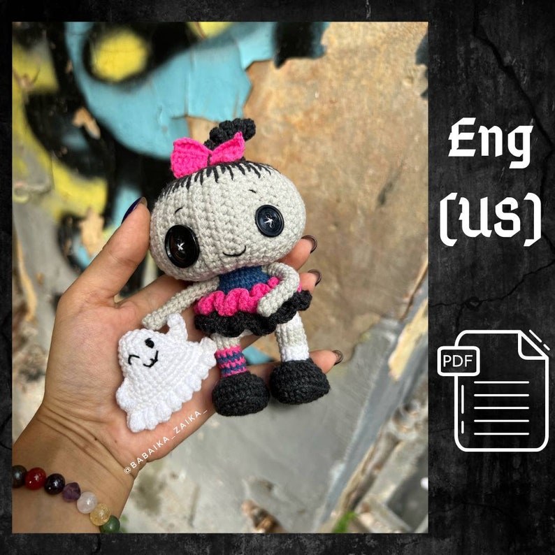 Crochet Halloween doll with a small ghost