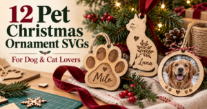 Personalized wooden paw and cat Christmas ornaments with a dog photo keepsake