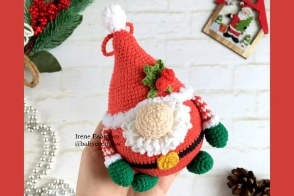 Santa Gnome Christmas Tree Ornament